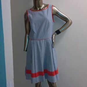 Jessica Simpson tennis dress blue and white striped with red trim size 10